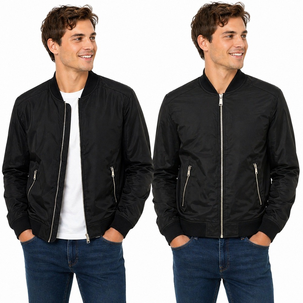 H&M Jacket Mens Medium Black Bomber Full Zip Lightweight‎